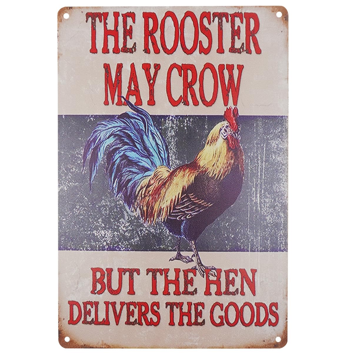 Vintage Rooster Metal Sign, Farmhouse Wall Decor, Rustic Decorative Plaque