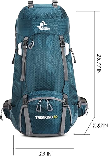 Miniatura 2 de Mochila de senderismo ligera impermeable de 60 L con cubierta de lluvia, mochila deportiva para viajes al aire libre para escalar, campamento, viajes