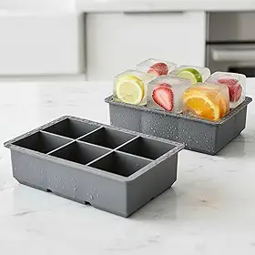 Forma De Gelo Silicone Cubo Grande 6 Cubos Drink Whisky Top Flexível E Resistente