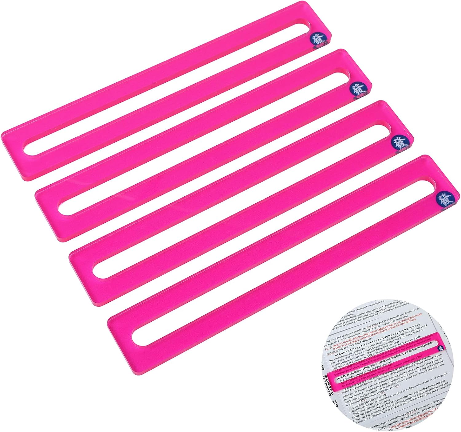 Mahjong Line Finder, 4 Pack Bright Mahjong Rules Helper Reader, Beginner-Friendly Mahjong Accessories, for Players - Pink