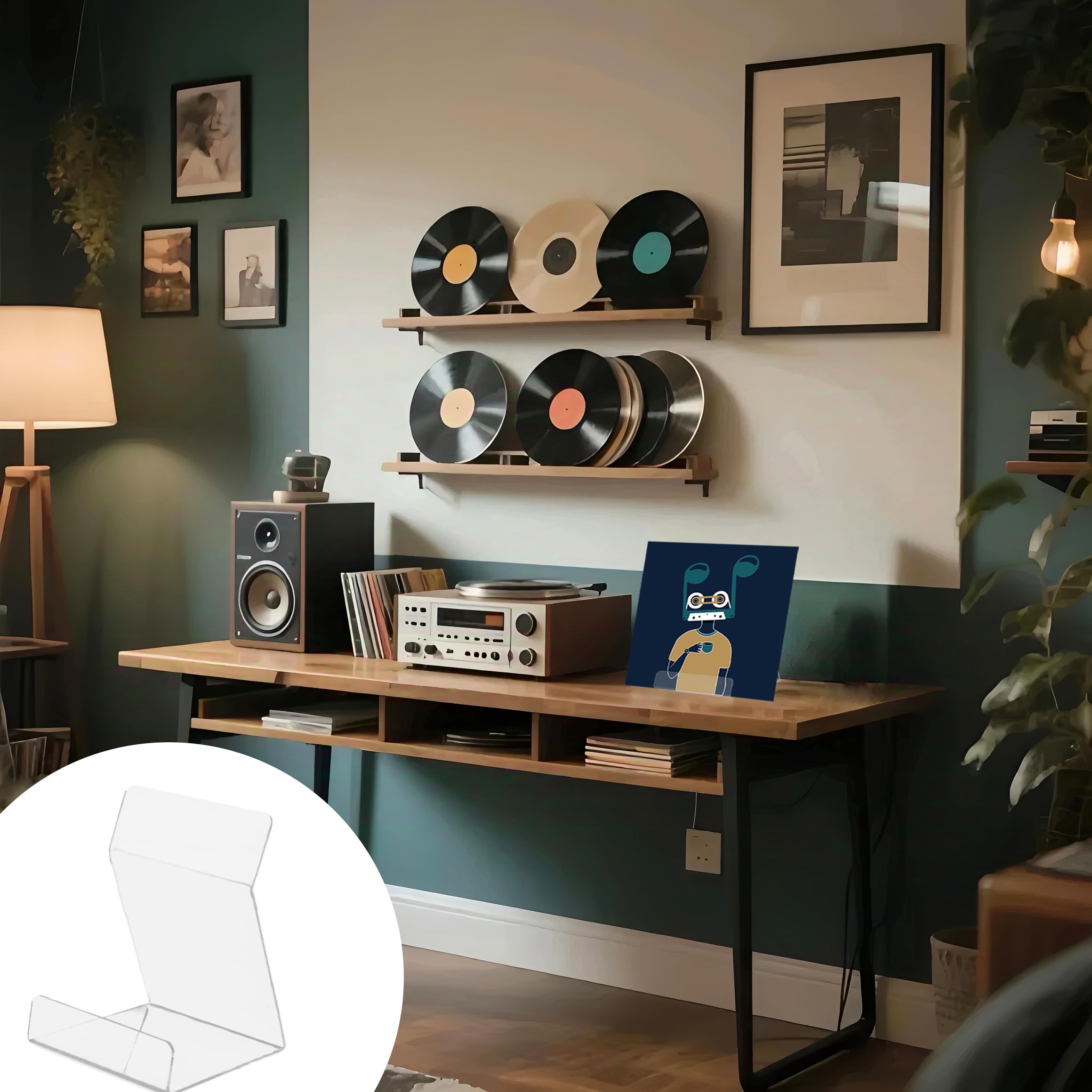 Lot d 4 Support Vinyle Rangement Disques Vinyles Porte en Acrylique Étagère pour Range Vinyle