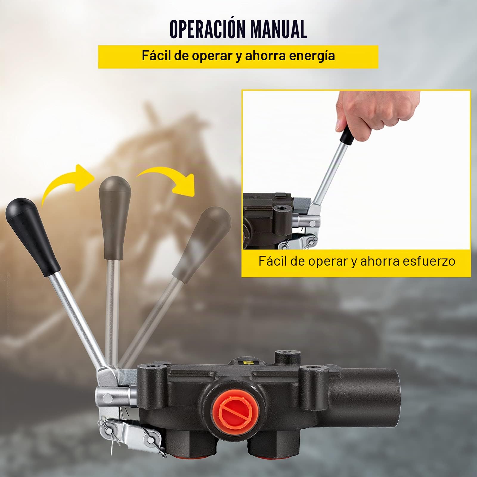VEVOR Válvula de control direccional hidráulica 1 carrete, válvula de carrete hidráulica 21 GPM 3625 PSI, válvula direccional hidráulica, válvula de retención/descarga, para tractores, cargadores