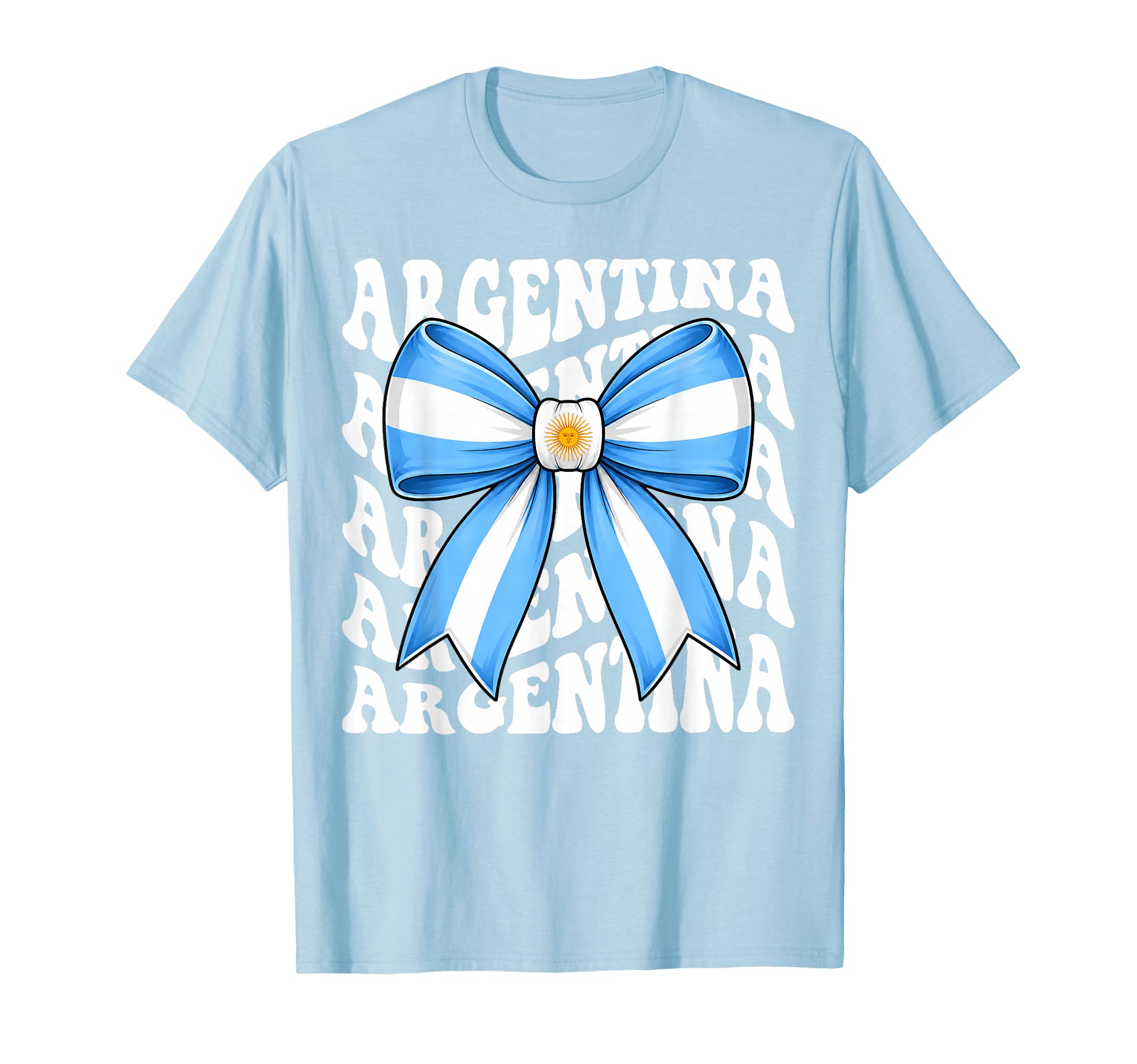Proud Argentina Flag Coquette Bow Argentinian Pride Girls T-Shirt