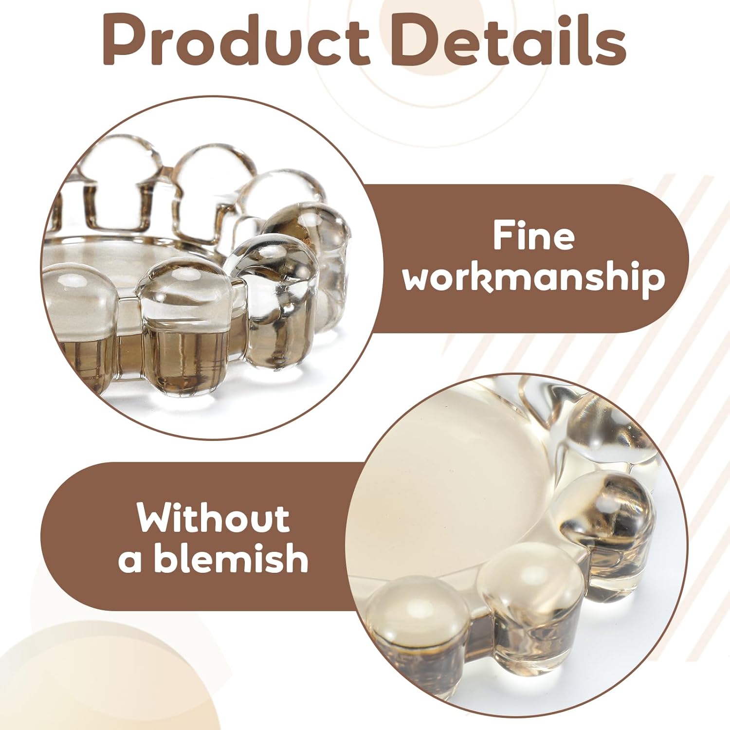 2 Pack Bubble Candle Dish, Fits up to 3 Inch Wide Chic Glass Candles Holder Tray Candle Plates Modern Diffusers Dish for Home Decor(Gray)