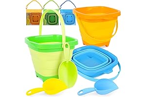 FUTUREPLUSX 9PCS Collapsible Beach Bucket Set -  Essential Companion for All Your Beach Adventures