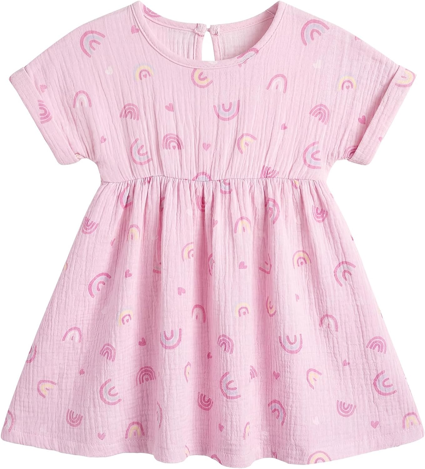 Unicorn Castle Toddler Girl Dress 100% Muslin Floral Baby Girl Summer Clothes Daily Holiday Outfit Party Beach, 12M-4T