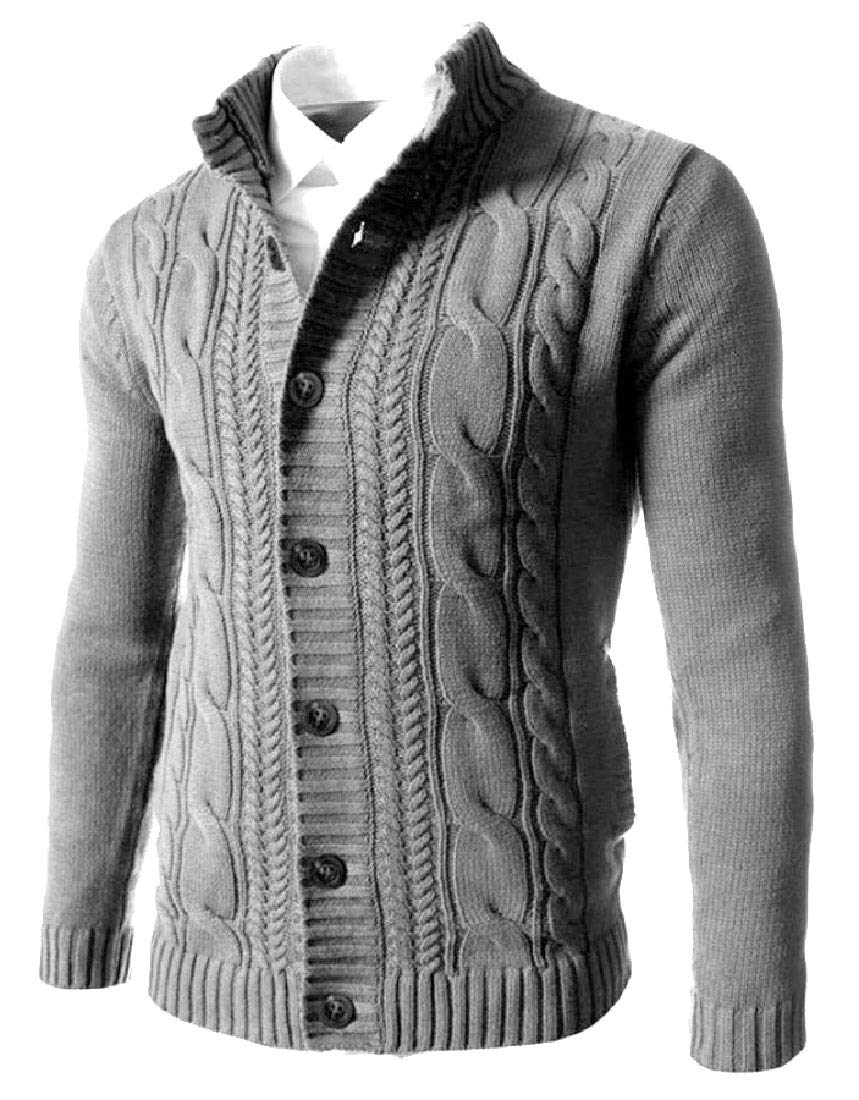 SOWTKSL Men's Stand Collar Knitwear Button Pocket Knit Sweater Cardigan Coats Sweaters Tops