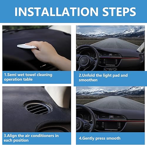 Miniatura 9 de YNWON Funda de franela negra para salpicadero de automóvil, compatible con volante a la izquierda, Infiniti G25 G35 G37 Q40 2007-2015Nissan Skyline