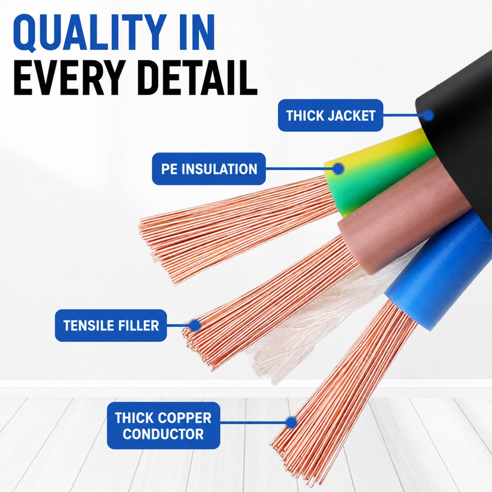 Cable Flexible De Cobre 18/2AWG, 320FT, Con Aislamiento De PVC, 300/500 V(2.5 mm²(14AWG))