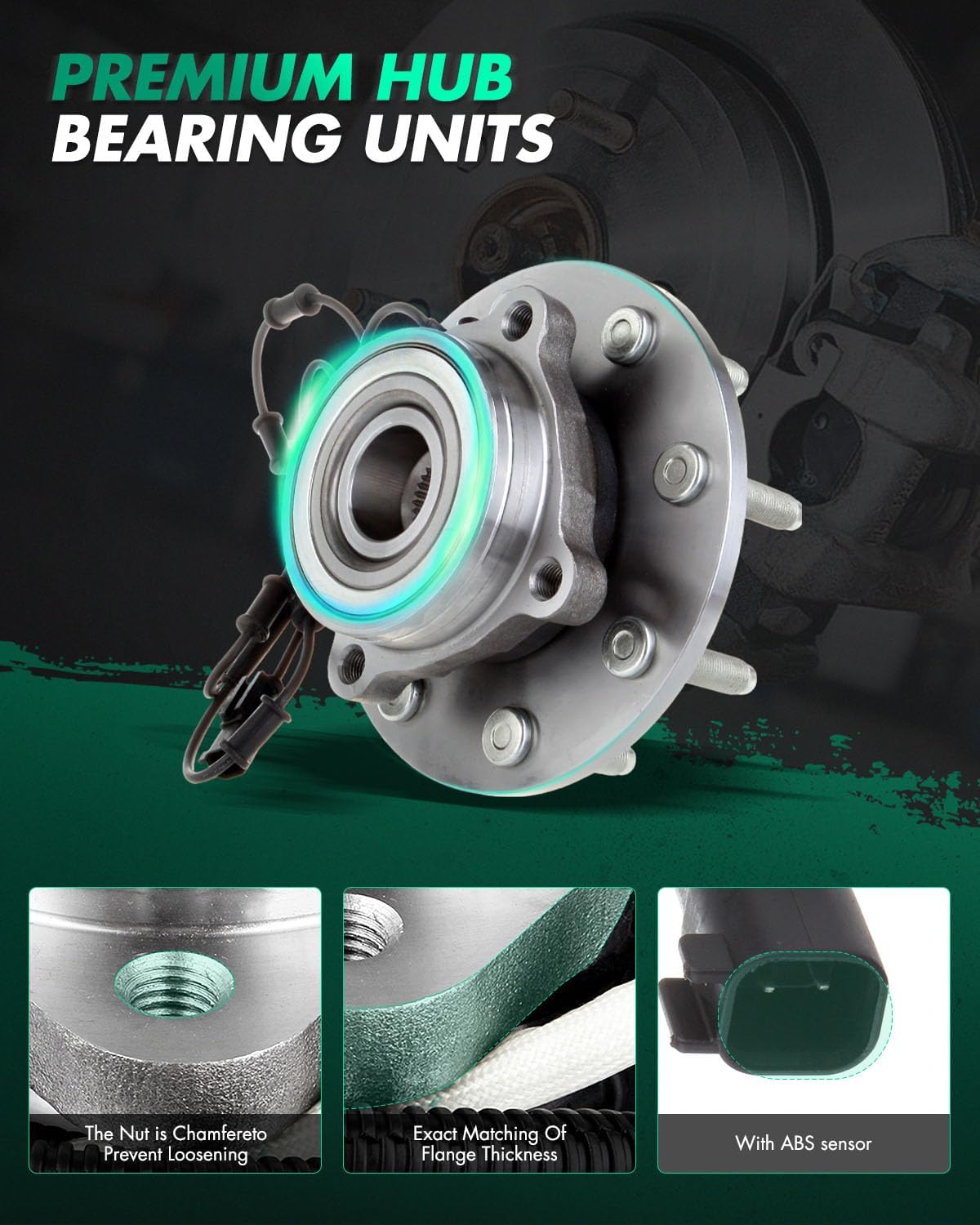 SCITOO Wheel Hub Wheel Bearing Assembly Front Compatible With 2006-2008 For Dodge for R-am 3500 2006-2008 For Dodge for R-am 2500 2006-2008 For Dodge for R-am 1500 515101 W/ABS