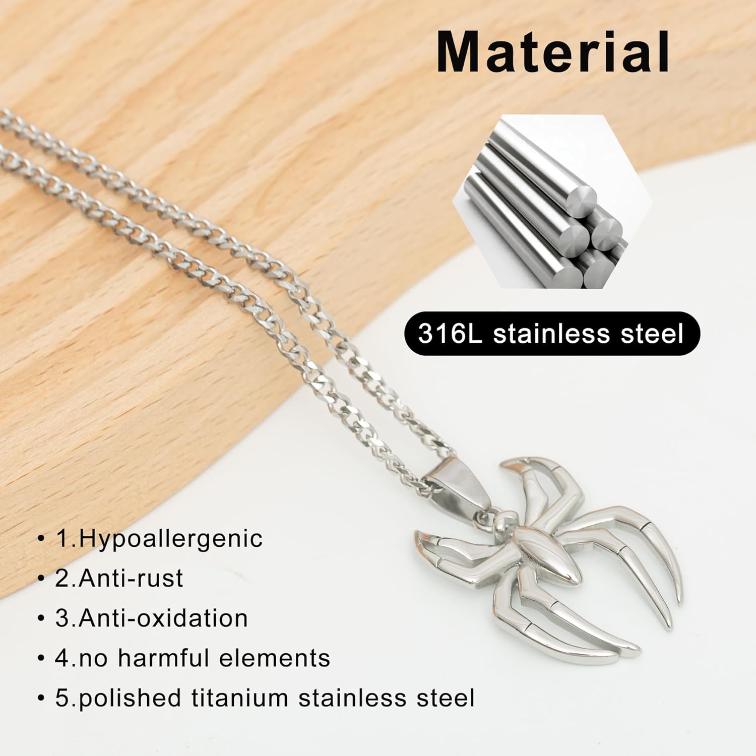 Spiderman Pendant Necklace,Spider Jewelry for Men and Women,Casual and Cosplay Accessory,Fans' Favorite Spider Man Chain,Great for Halloween - Image 4