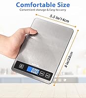 Vista 4 de Báscula de alimentos – Báscula digital recargable de cocina de 33.1 lbs/33 libras con pantalla LCD de vista completa, gramos y onzas, tipo C