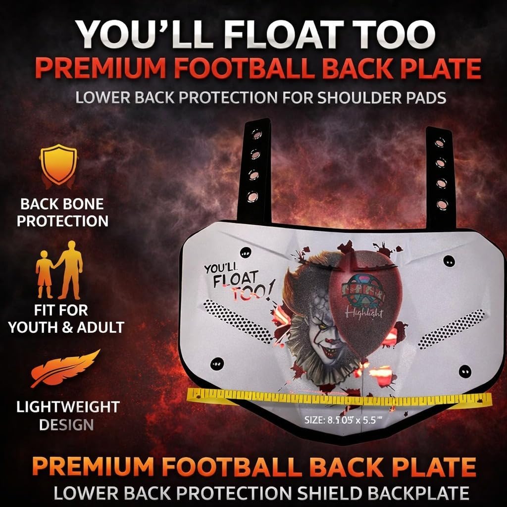 You'll Float Too Premium Football Back Plate - Lower Back Protection for Shoulder Pads - Back Bone Protector Shield Backplate for Youth & Adult
