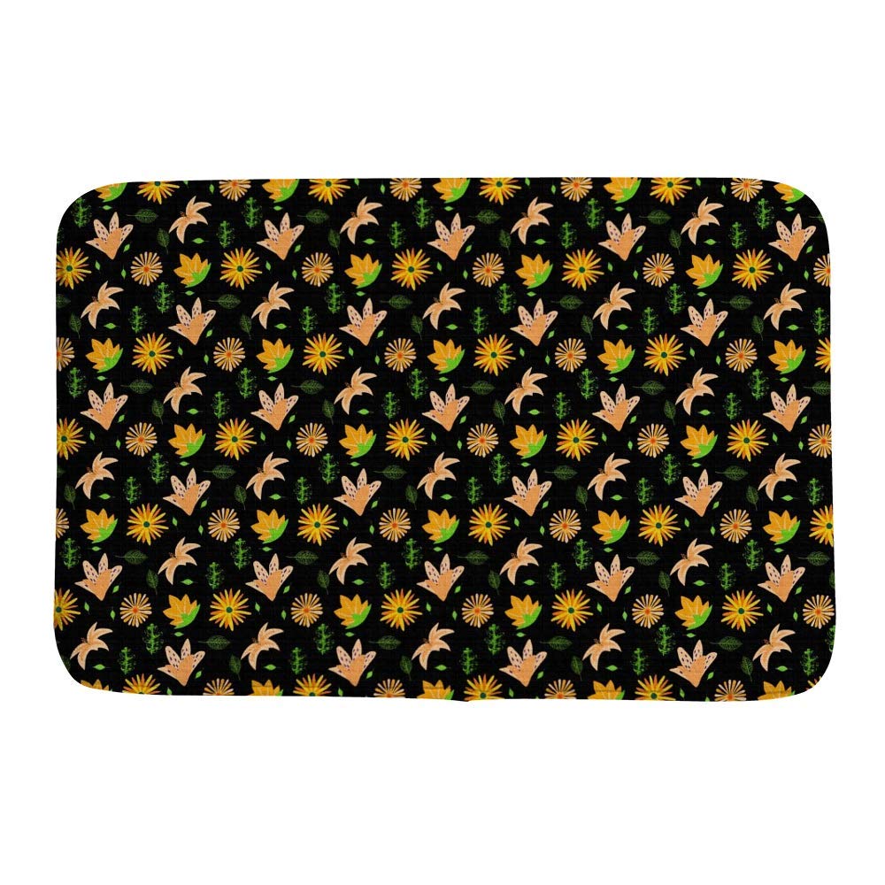 Tapis de bain antidérapant CHEHONG en velours jaune corail 60x40