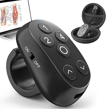 Anki Remote Clicker Ring, Rechargeable Flashcard Deck Control for Anki, RemNote, Wearable Page Turner Controller for Windows Mac iOS iPad Android, Silent Buttons Study Clickers for Med Students
