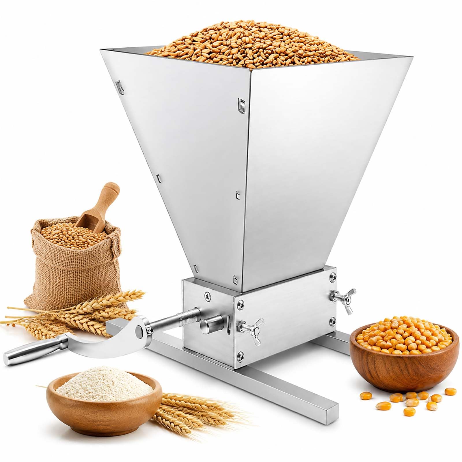 Broyeur à grains 4L, distance de rouleau réglable 0-2,5 mm