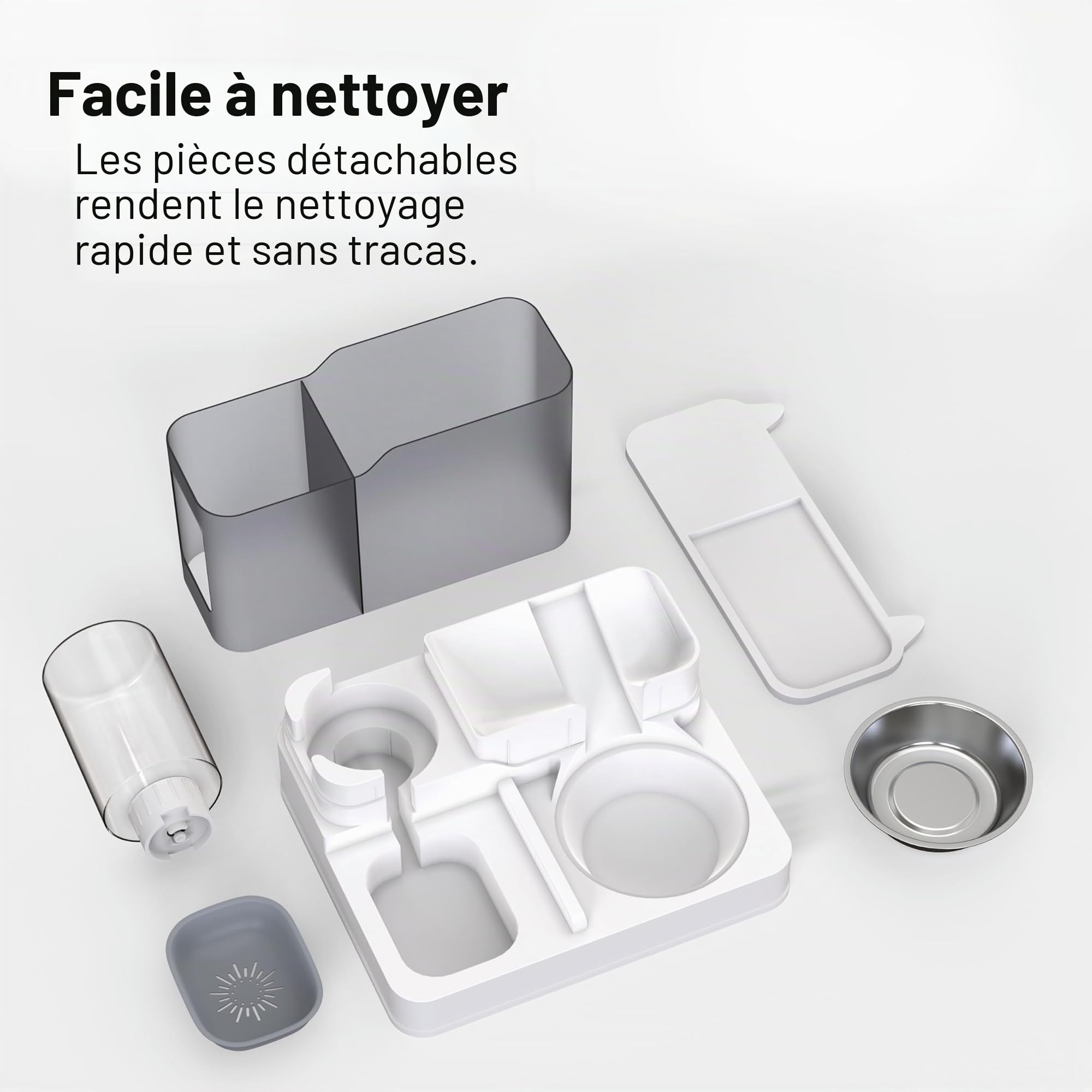 Mangeoire Automatique 2 en 1 pour Chat, Distributeur Automatique Tout-en-Un de Nourriture et d'eau, mangeoire pour Chats et Petits Chiens, Station d'alimentation à gravité de 3,8 L pour la Maison et