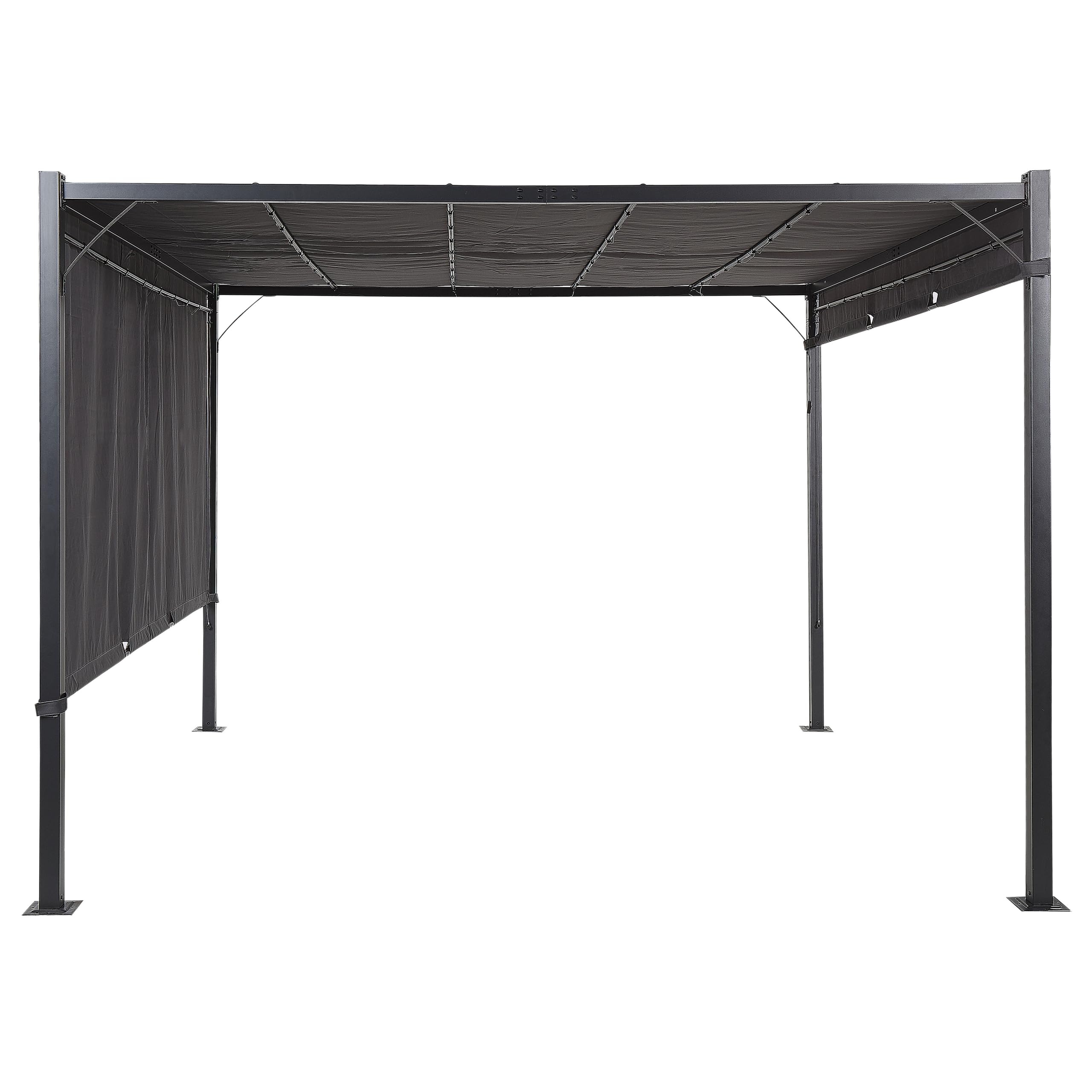 Pawilon ogrodowy LED altana stalowa rama zasłona 310x310cm szary Parga