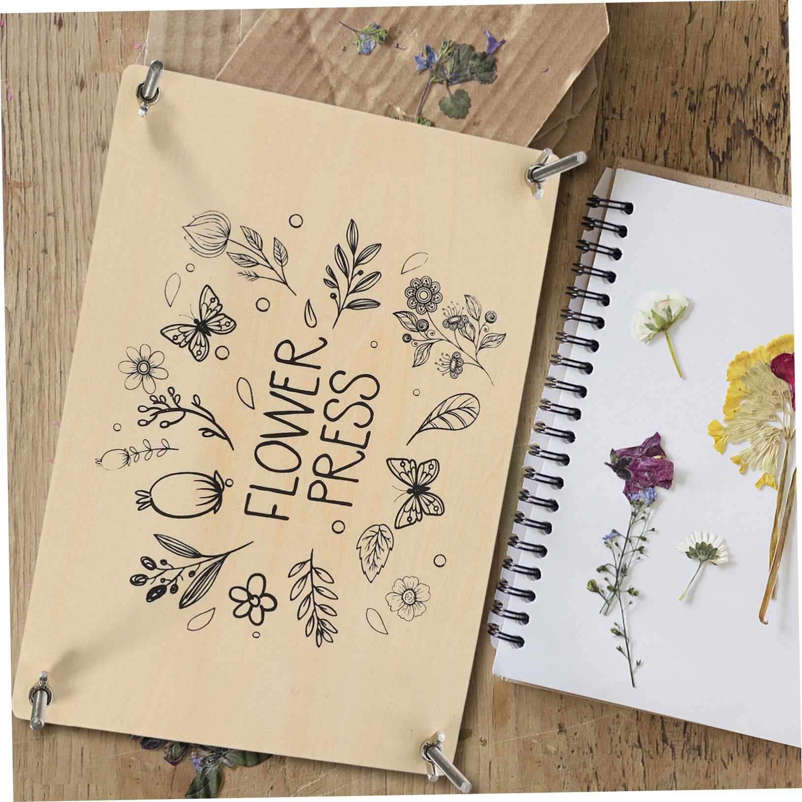 DIYEAH Presse à Fleurs pour Plantes 1 Set en Bois, Kit de Pressage