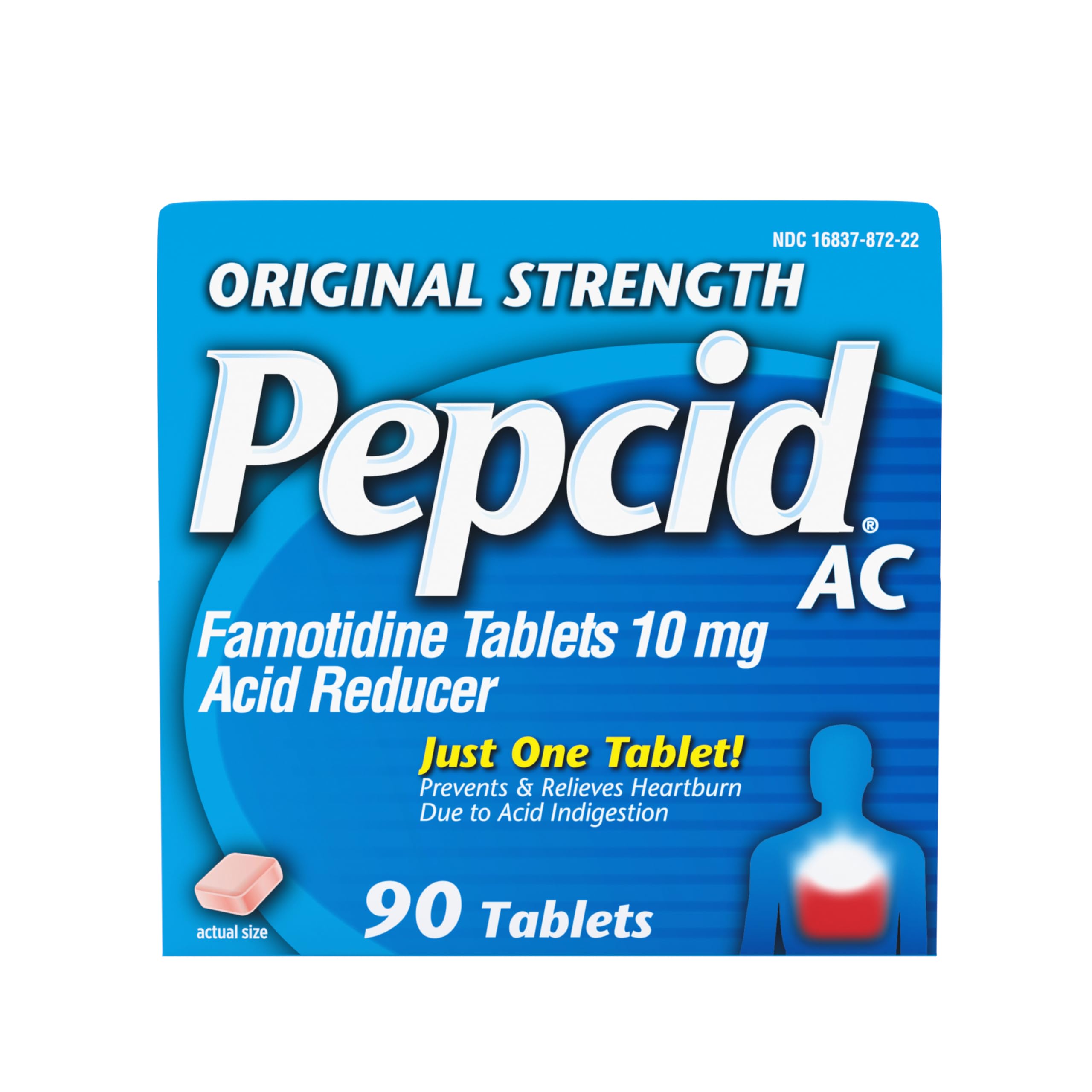 PepcidAC Original Strength, 10 mg Famotidine for Heartburn Prevention & Relief, 90 ct