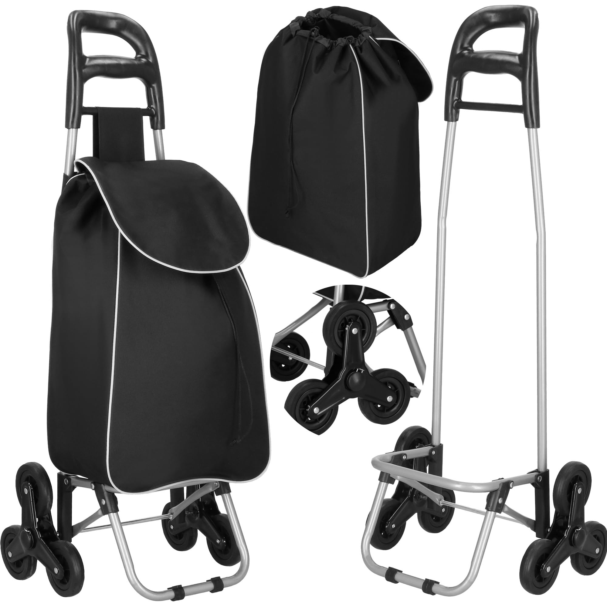 SPRINGOS Chariot De Courses 30L Avec Sac Amovible Et Monte-Escalier - Charge Max 18kg, Idéal Pour Escaliers Et Transports