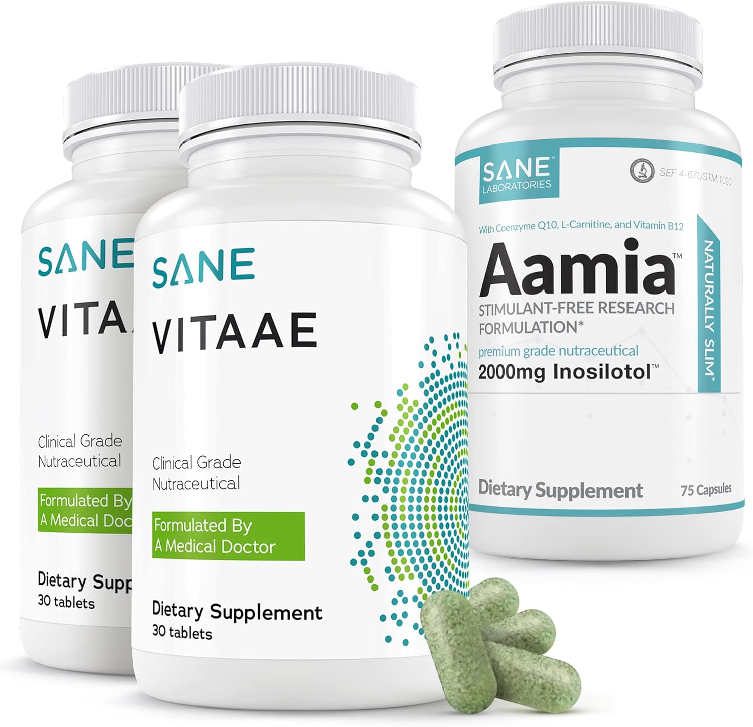 SANE Vitaae Memory Supplement 1-Month Supply +Free Aamia Supplement Pills : Health & Household