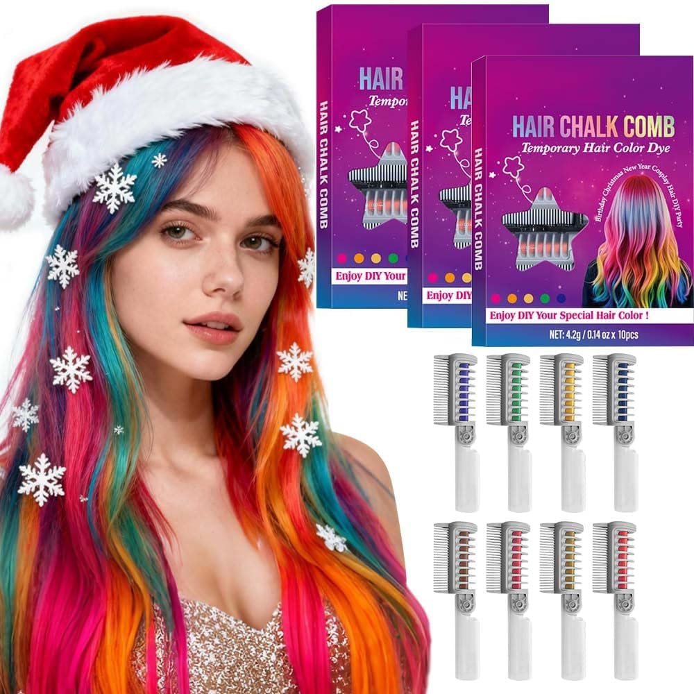 お祝いの楽しいヘアチョークコーム、洗える一時的なヘアカラー染料、子供、女の子、男の子用、DIYグリッターヘアチョークセット、誕生日パ