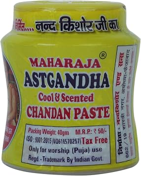 MahrajaRaja Pure Sandalwood Chandan Tikka Astgandha Cool & Scented Paste and Roli Sree with Extra Cool Chandan Paste for Tilak & Pooja, 40 GMS