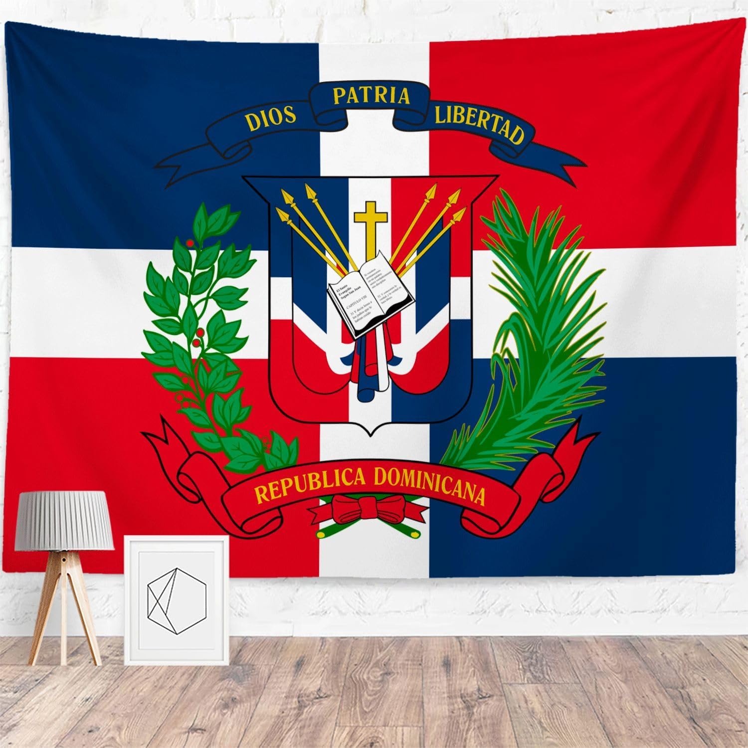 HAVENYOND Dominican Coat Flag Tapestry Wall Decoration, Dominican Patriotic Hometown Tapestries Wall Hanging Art, Poster Banner For Dorm Bedroom Living Room Home Decor Backdrop - 70"×90"
