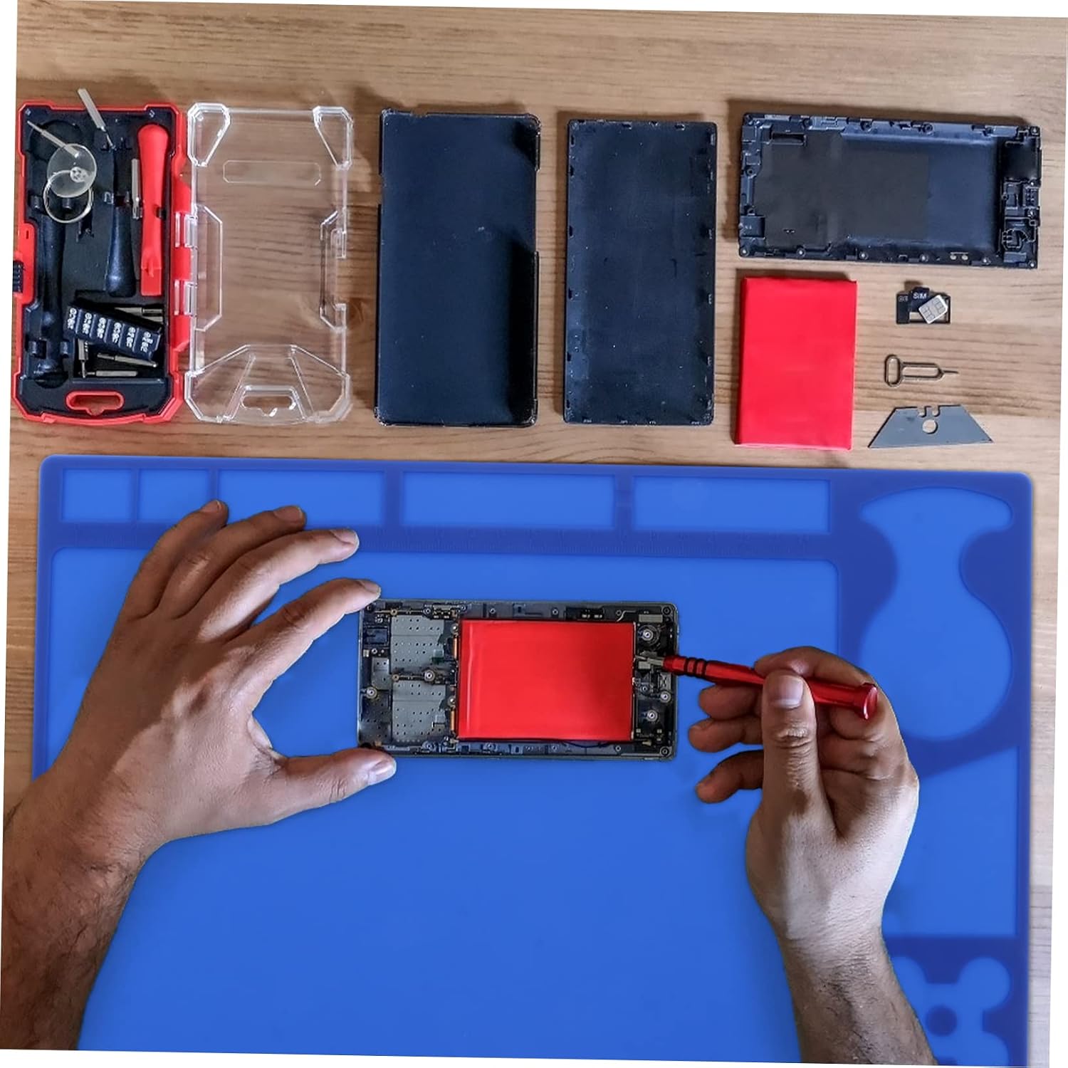 ARTIBETTER Silicone Magnetic Electronics Repair Mat Heat Resistant Soldering Pad Magnetic Base for Smartphone Computer and Laptop Repairs Large Size