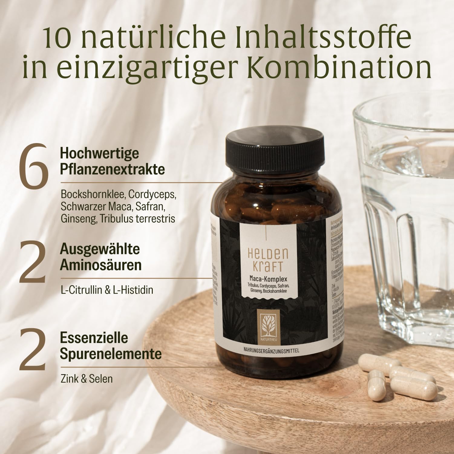 Maca Kapseln hochdosiert - Maca Extrakt mit Tribulus terrestris, Cordyceps, Bockshornklee, Zink, Ginseng, Safran, Selen - 90 Kapsel - Vegan