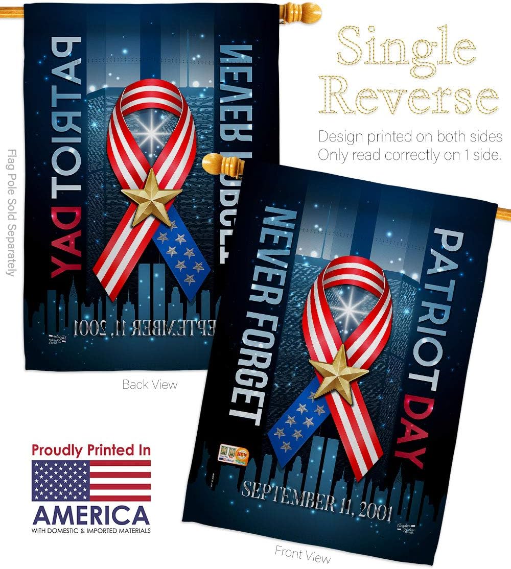 911 Never Forget House Flag Americana Patriot Day World Planet Peace Environment Awareness United State American Small Decorative Gift Yard Banner Made In USA 28 X 40