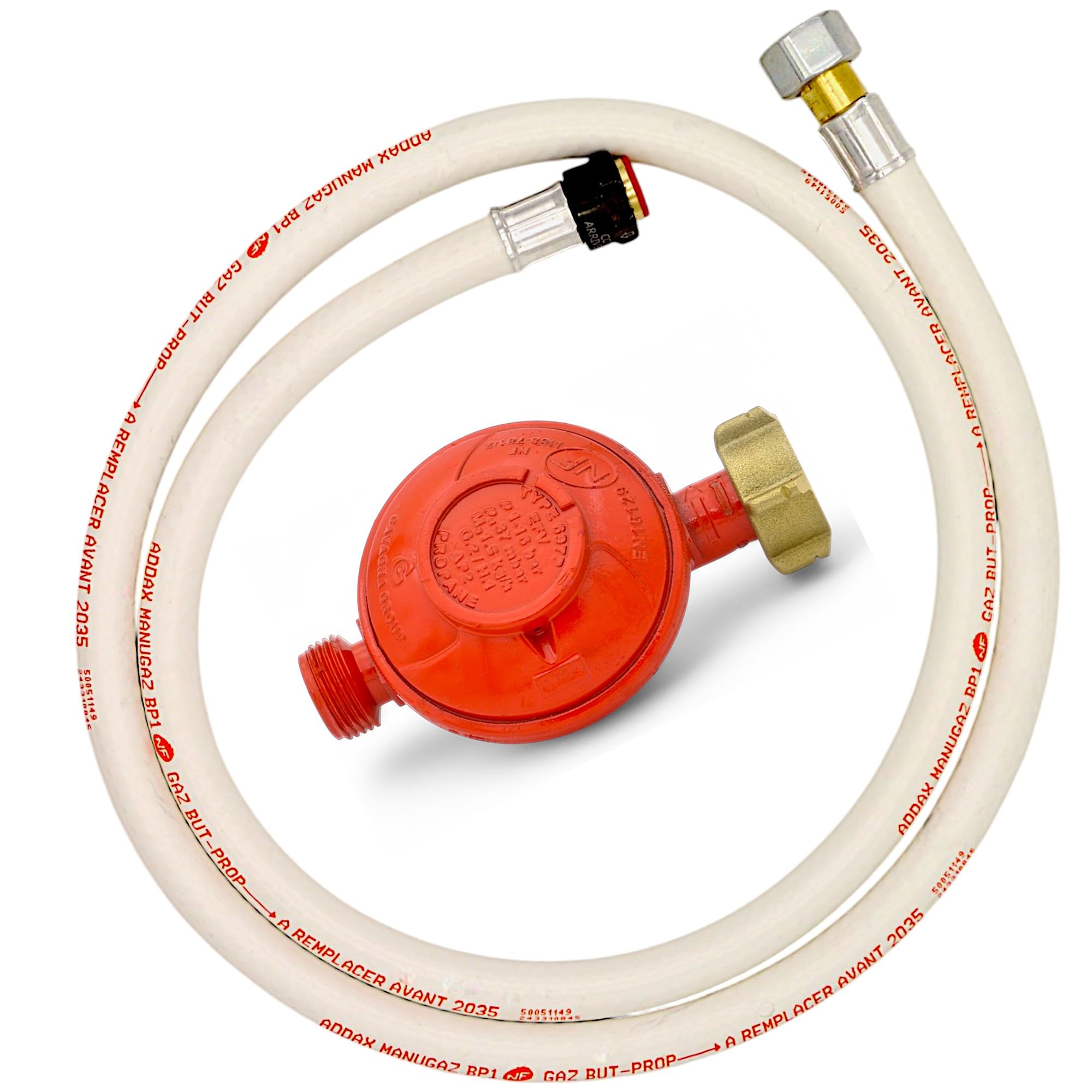 Générique kit detendeur Propane 37 mbar + Tuyau Flexible Butane/Propane 1,50m