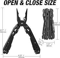 Vista 2 de FLISSA Multiherramienta de acero inoxidable 16 en 1, regalos para hombres, multiherramienta EDC con cuchillo de bolsillo, alicates, clip