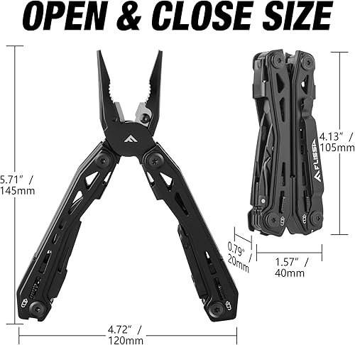 Miniatura 2 de FLISSA Multiherramienta de acero inoxidable 16 en 1, regalos para hombres, multiherramienta EDC con cuchillo de bolsillo, alicates, clip