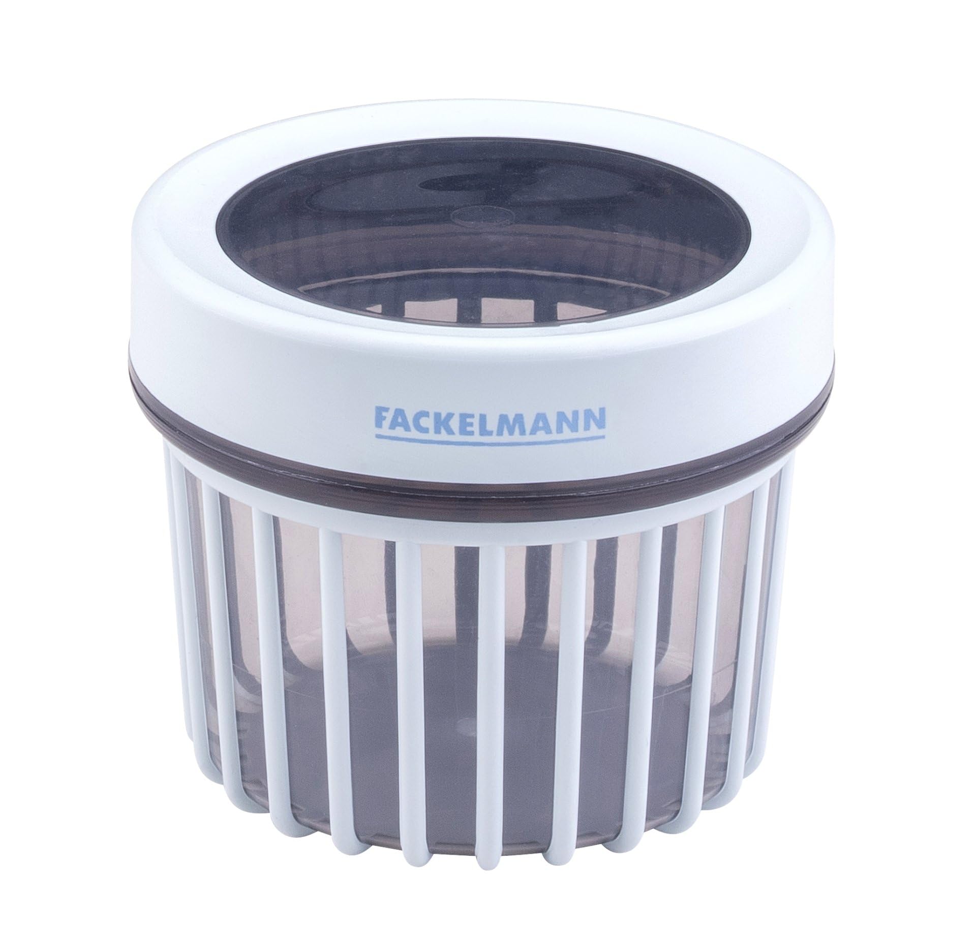 FACKELMANN Grooved Storage Jar, 500 ml, Transparent Mealprep Box for Kitchen, Frost Blue Lid, Groove Design, Dishwasher Safe, Designed in Germany