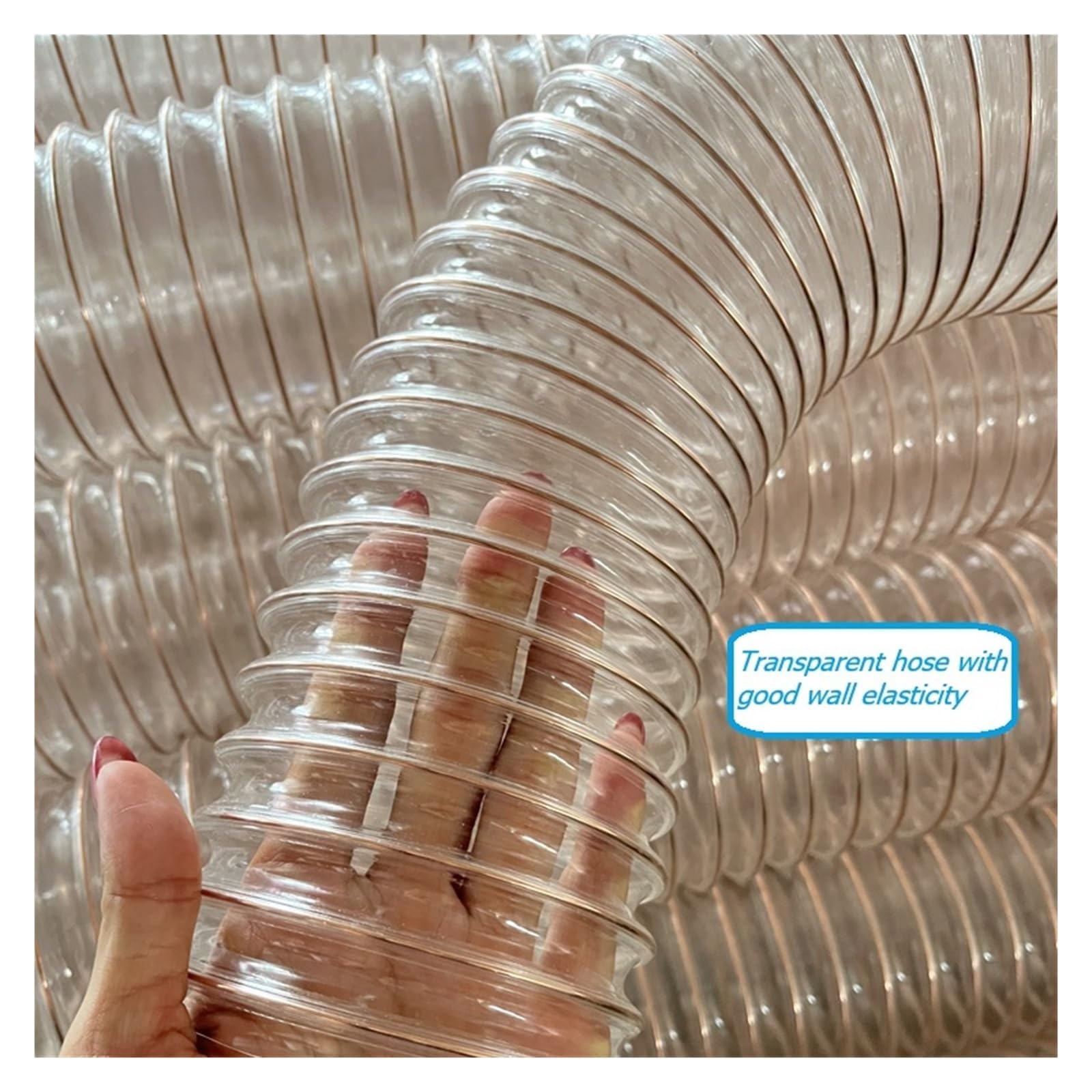 Flexible Aspiradora Limpieza Manguera Manguera de poliuretano PU, tubo de vacío de ventilación antiestática, máquina de grabado de alambre de acero transparente, eliminación de polvo(1M_OD 140MM)