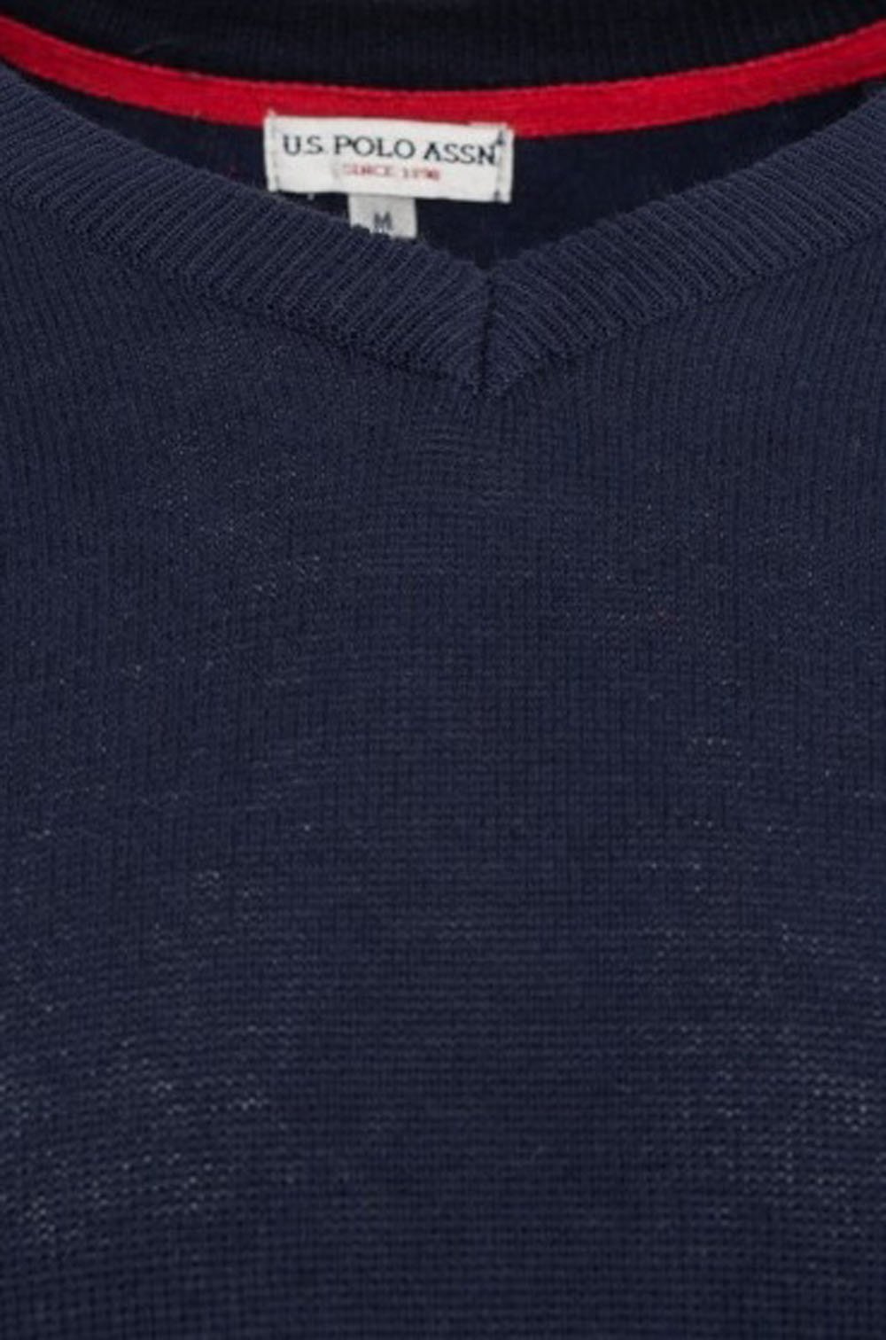 U.S. Polo Assn. Herren Pullover mit V-Ausschnitt – Eleganter Langarm Strickpullover – Pulli für Herbst/Winter/Frühling – Für Freizeit Business (Navy, M)