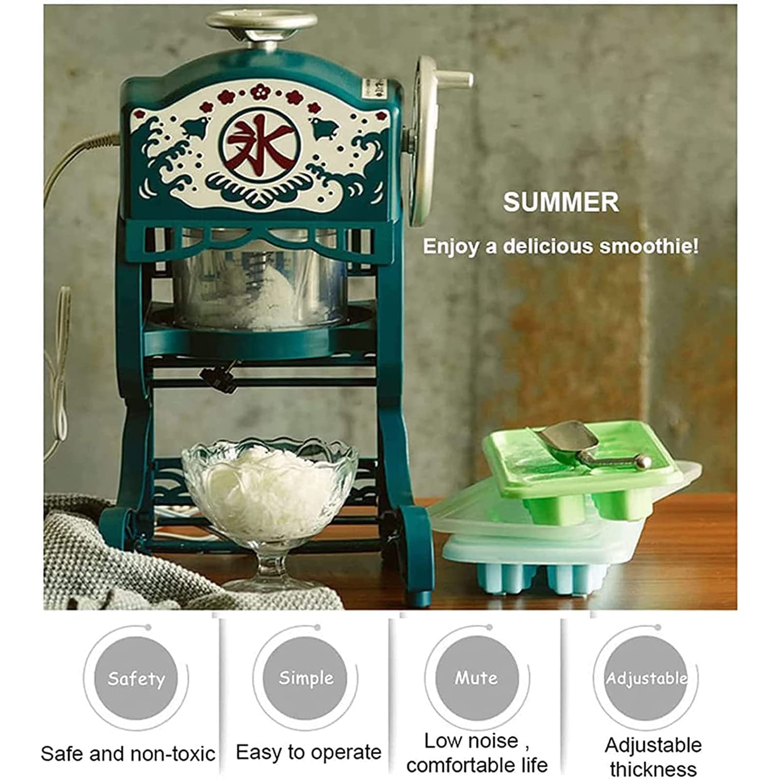 Máquina de Afeitar de Hielo eléctrica, máquina de Hielo de Nieve Comercial, Adecuada para Restaurante Familiar, Puesto de Aperitivos, Cocina, Bar, Tienda de té con Leche