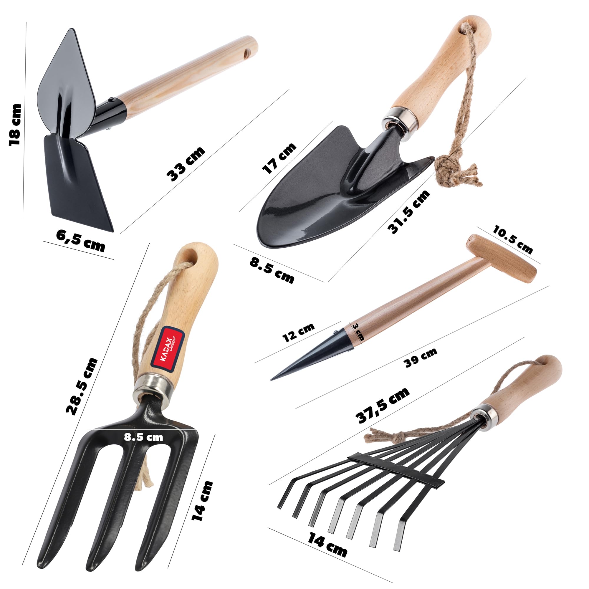 KADAX Set di attrezzi da giardino, robusti, mini attrezzi da giardino, pratico set di attrezzi per piante, set da giardino, kit da giardino per la cura del giardino (set da 5 pezzi Ver. A)
