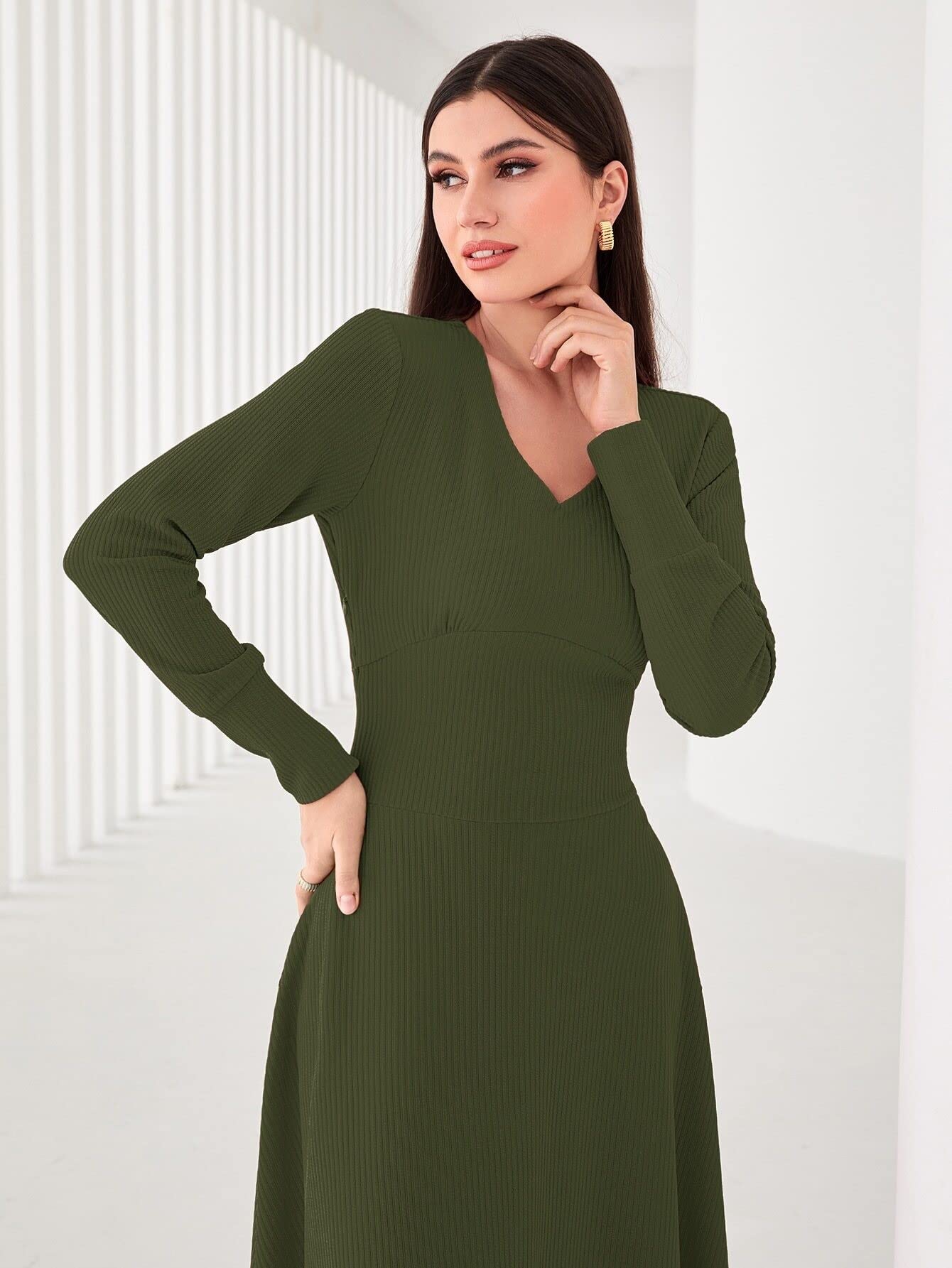 olive green a line dress Olive Bloom Gown– Teuta Matoshi main image 0