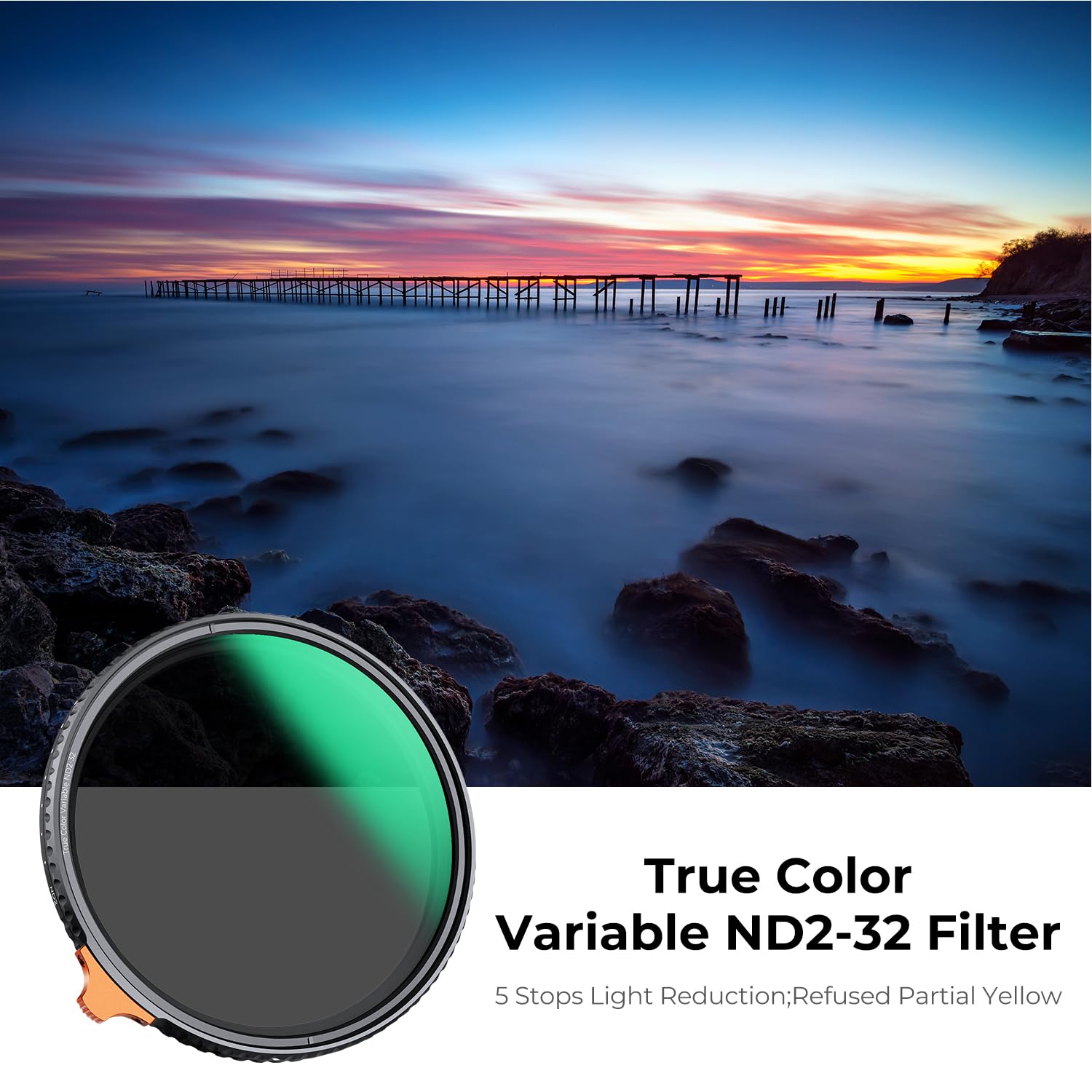 K&F CONCEPT Nano-Xcel 95mm Filtro Variable ND2-32 True Color (1-5 Stop), Filtro a Densità Neutra in Vetro Ottico Sottile HD Ultrasottile con Rivestimento Nano a 28 Strati