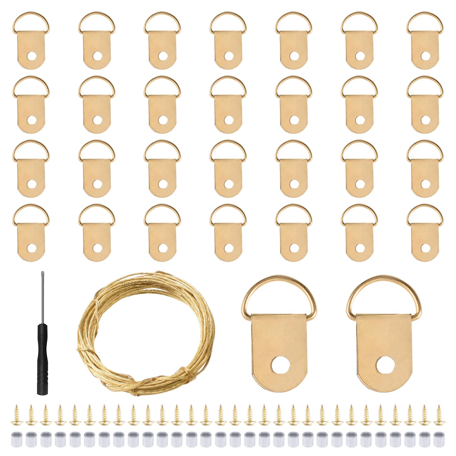 Picture Hanging Kit - Brass Hooks & Wires -11