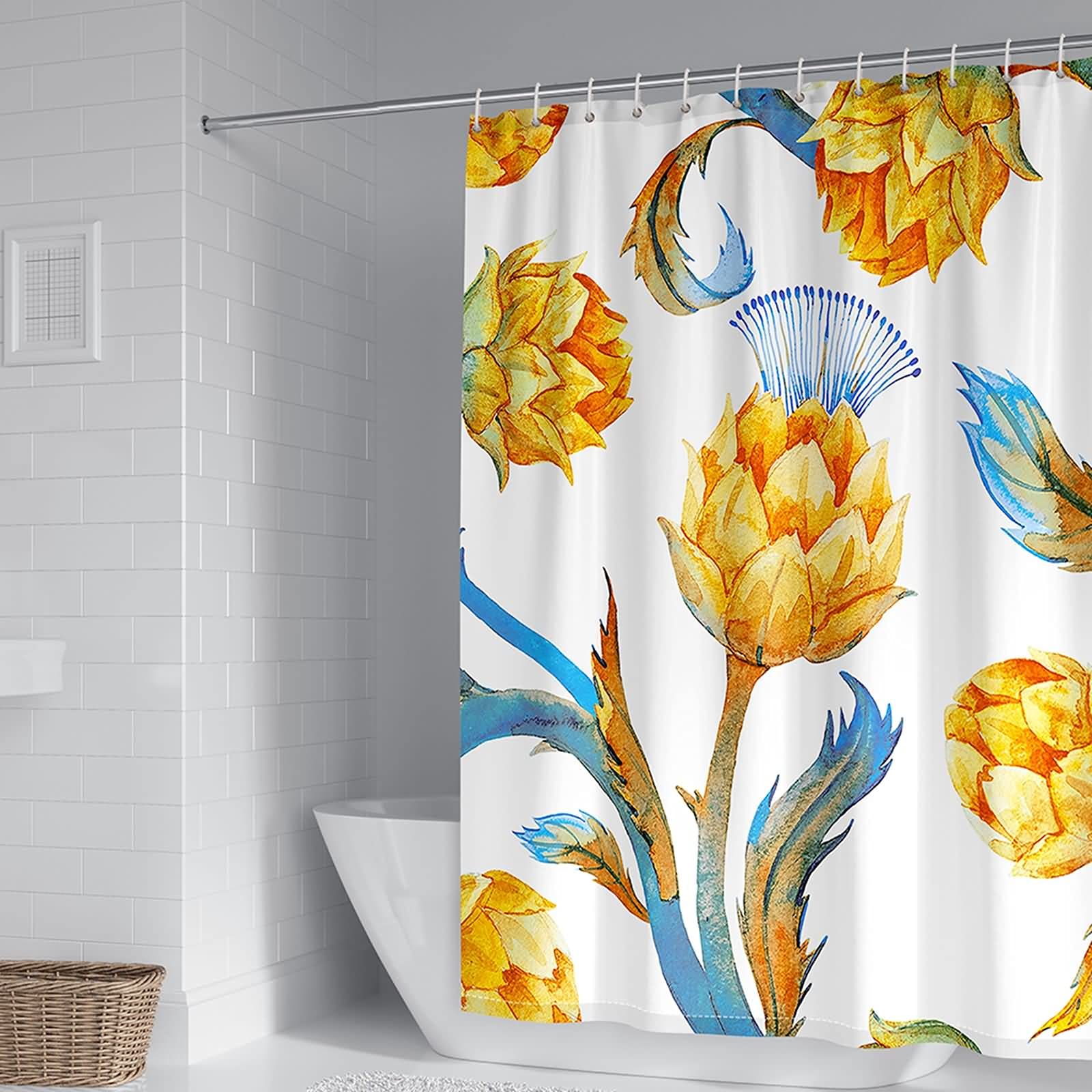 Rideau de douche anti moisissure 180x200cm lavable à motif plantes