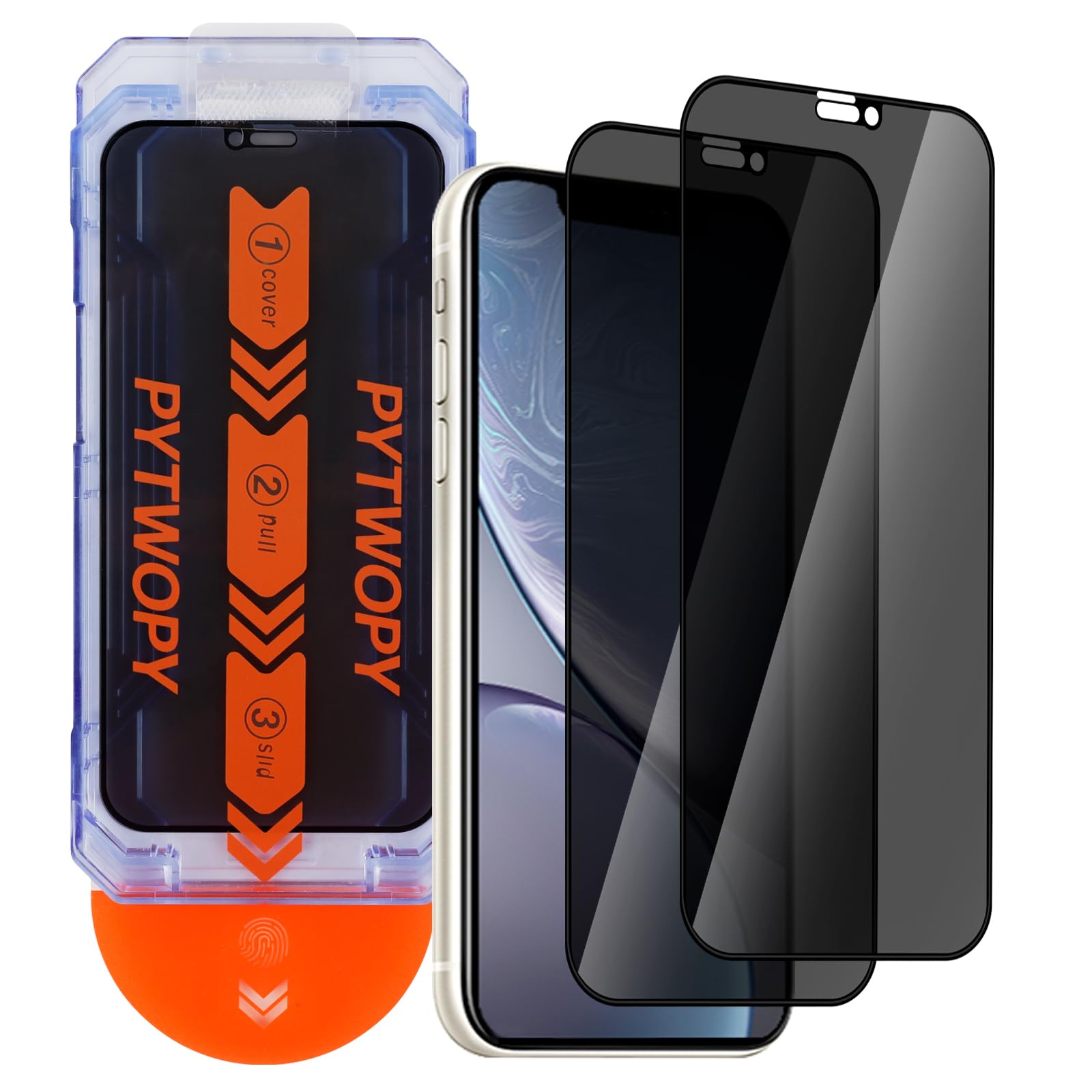 Privacy Screen Protector for iPhone XR 6.1 inch[2 Pack] [Easy Installation],Tempered Glass Anti Spy 9H Hardness Black Film,Case Friendly