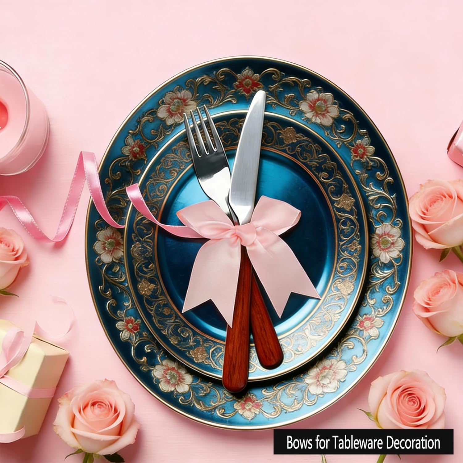 Elegant Gift Wrap Bows, 50PCS 3.3 Inch Mini Satin Ribbon Bows for Crafts Treat Bags Cake Baking Christmas Party Decors Wedding Birthday Baby Shower Valentines (Pink) - Image 7