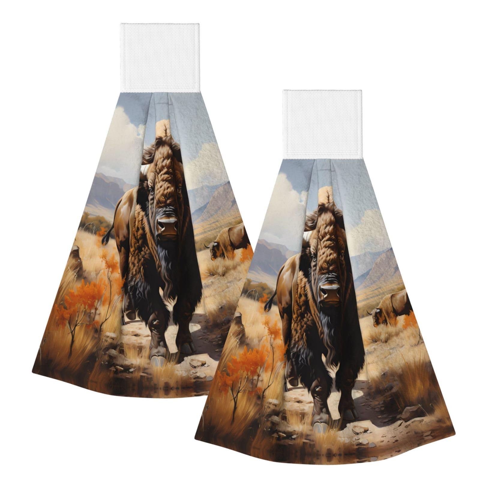 ZQYTGFDC North American bison herd Highly Absorbent Dish Towels Soft Coral Fleece Wipe