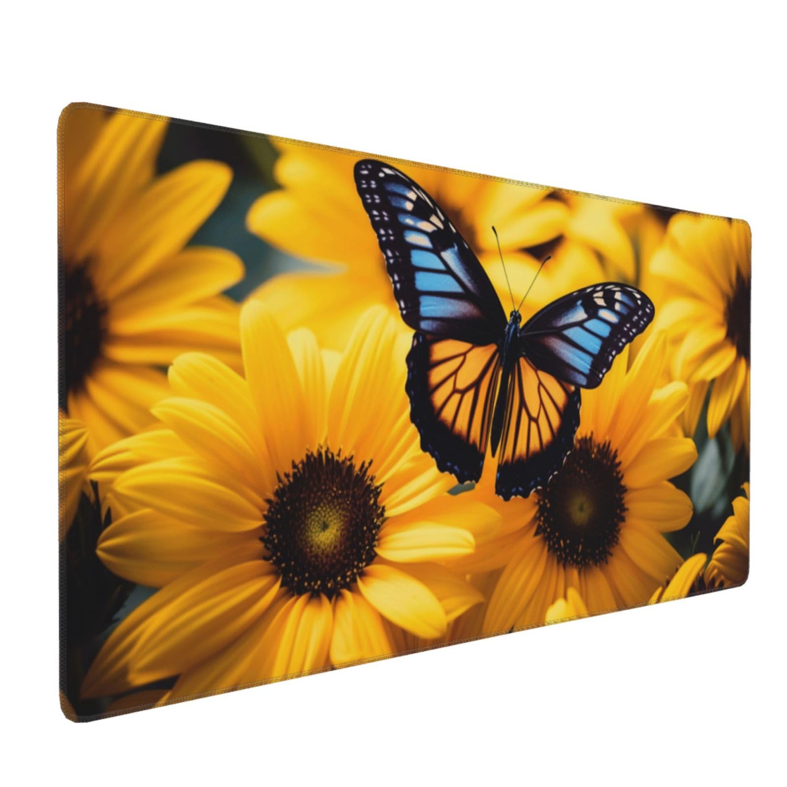 Podkładka pod mysz motyl podkładka pod mysz XXL 1200 x 600 x 4 mm podkładka pod mysz dla graczy słonecznik ergonomiczna podkładka pod mysz, antypoślizgowa gumowa podstawa, łatwa do czyszczenia,