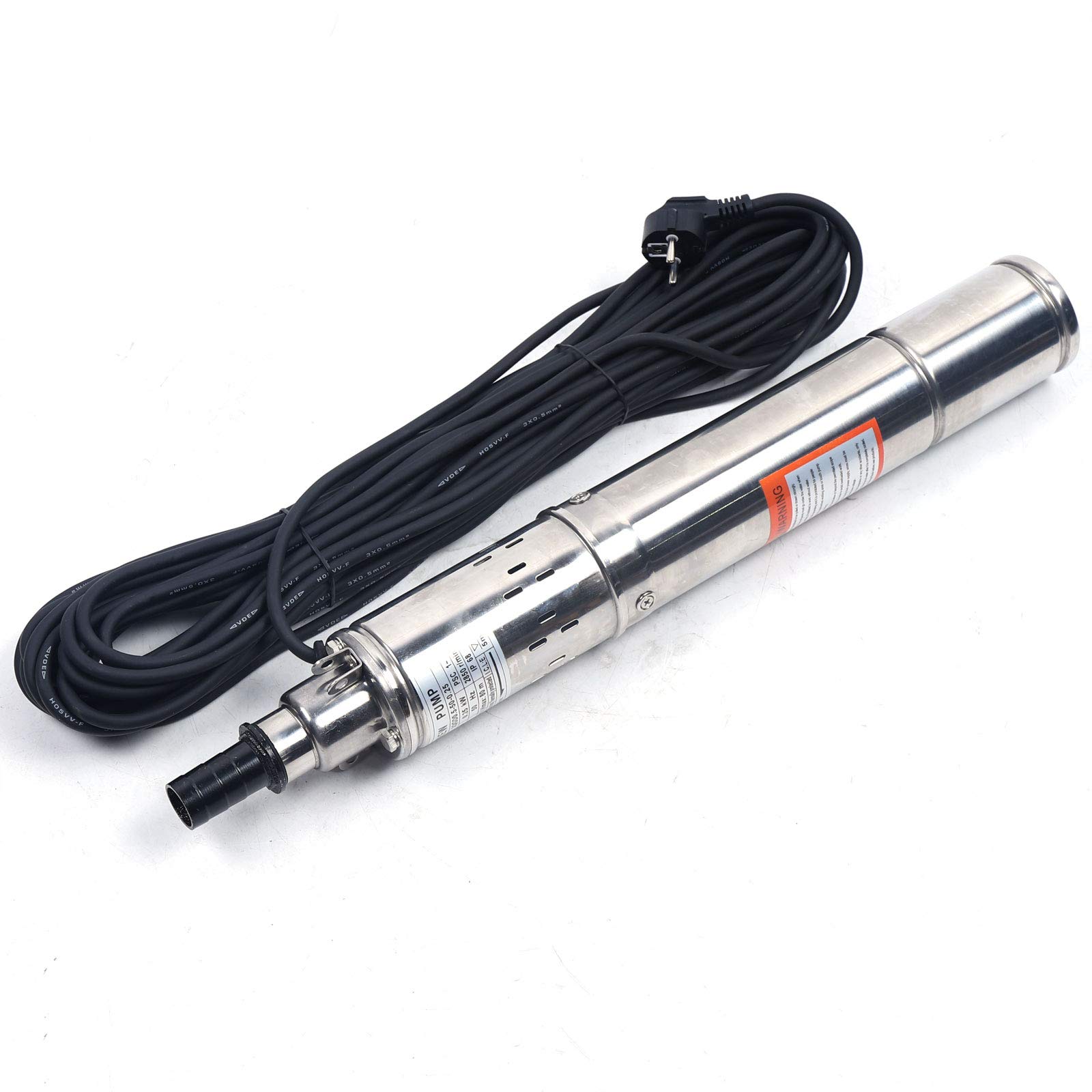 Pompa per pozzi profondi da 3 pollici, in acciaio inox, 262,47 m, altezza di mandata, 250 W, 2,850 giri/min, 422,68gal/h, per fontane, pozzi, cisterne, pompa per acqua profonda