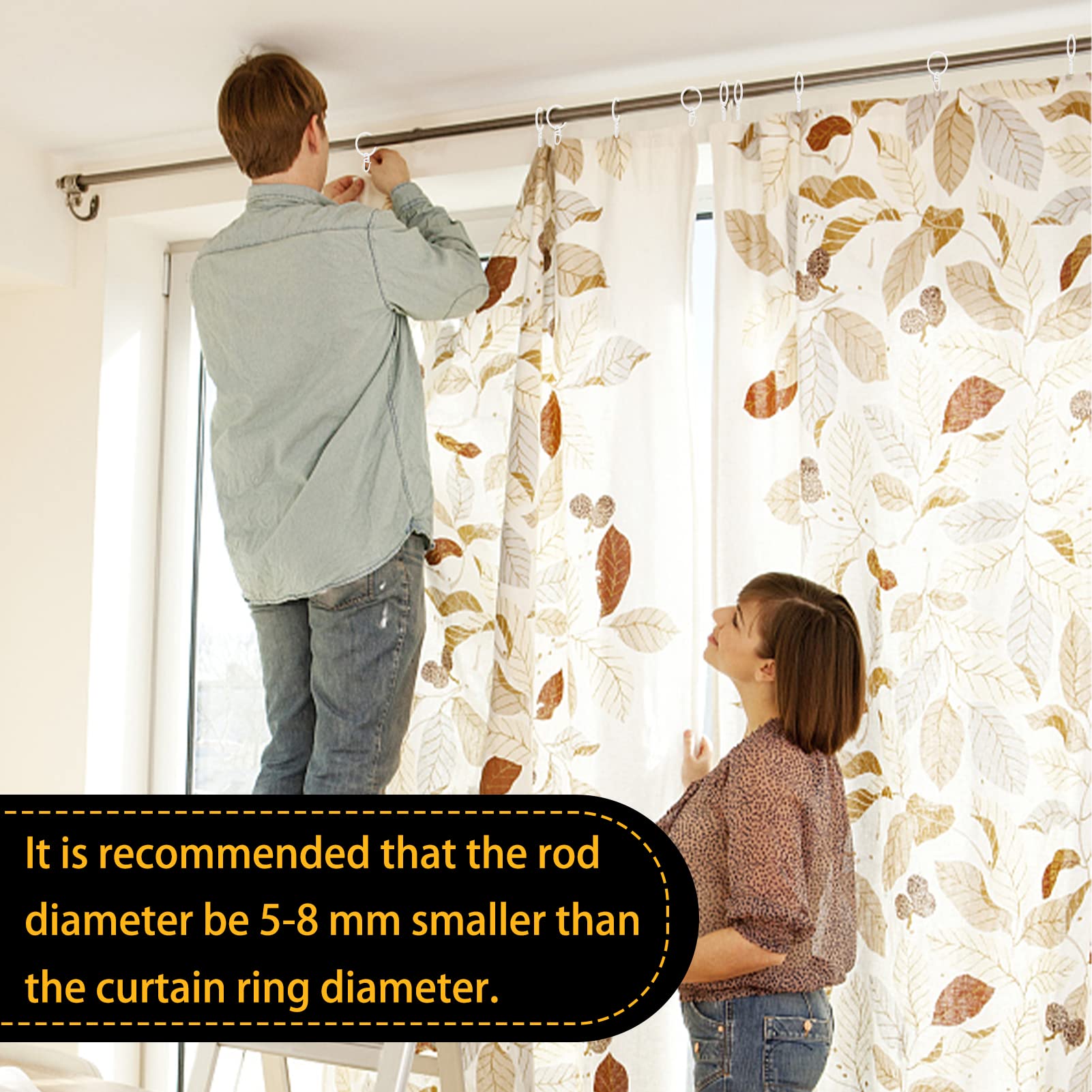 Ganci Per Tende Da Doccia 50 Anelli Tende Metallo 37mm | Ganci Silenziosi | Per Tende Doccia E Finestre Anelli Per Tende Silenziose